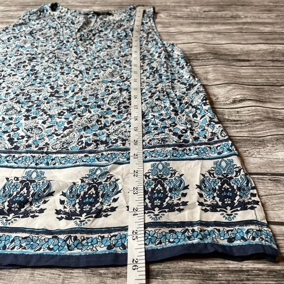 Ava Christine Floral Rayon VNeck Summer Blouse S SM Small White Blue Lightweight - Picture 11 of 11